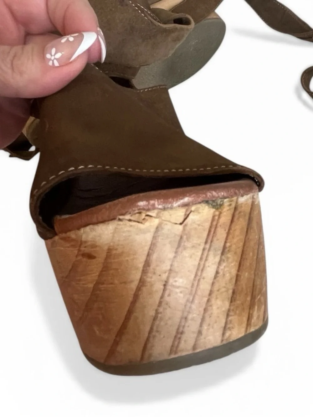 Free People Touch the Sky Platform Sandals Wooden Heel Boho Festival Size 40